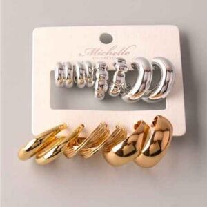 Gold and Silver Hoop Earrings Set